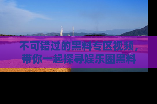 不可错过的黑料专区视频，带你一起探寻娱乐圈黑料